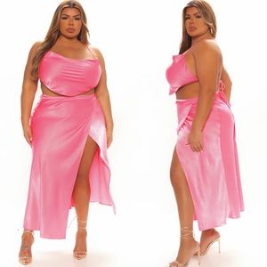 Fashion nova satin maxi wrap skirt set 2x